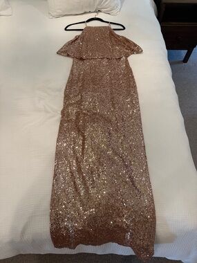 Theia Sequin Evening Dress - Blush